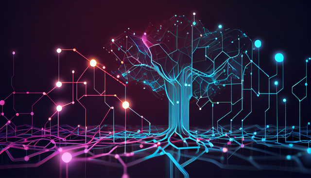 Cyber big data flow. Blockchain data fields. Brain network line connect stream. Concept of AI technology, digital communication, science research, neural cells generative ai.